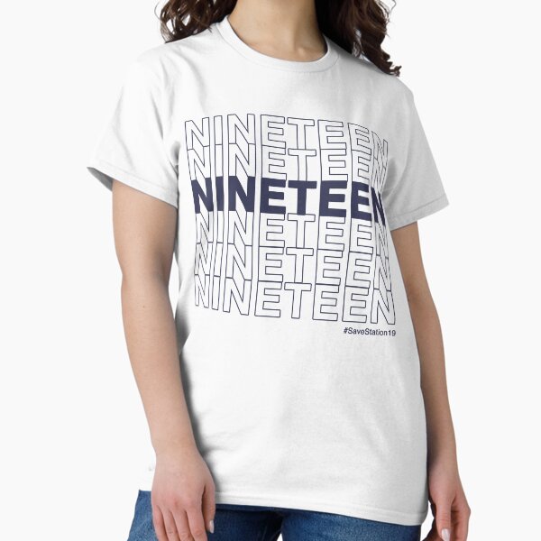 Item preview, NINETEEN #SaveStation19 (Navy Text) designed and sold by ShineOurLight.