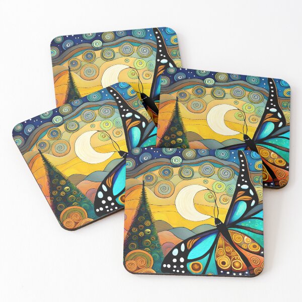Item preview, Blue butterfly in love with the moon designed and sold by Pistacheartco.