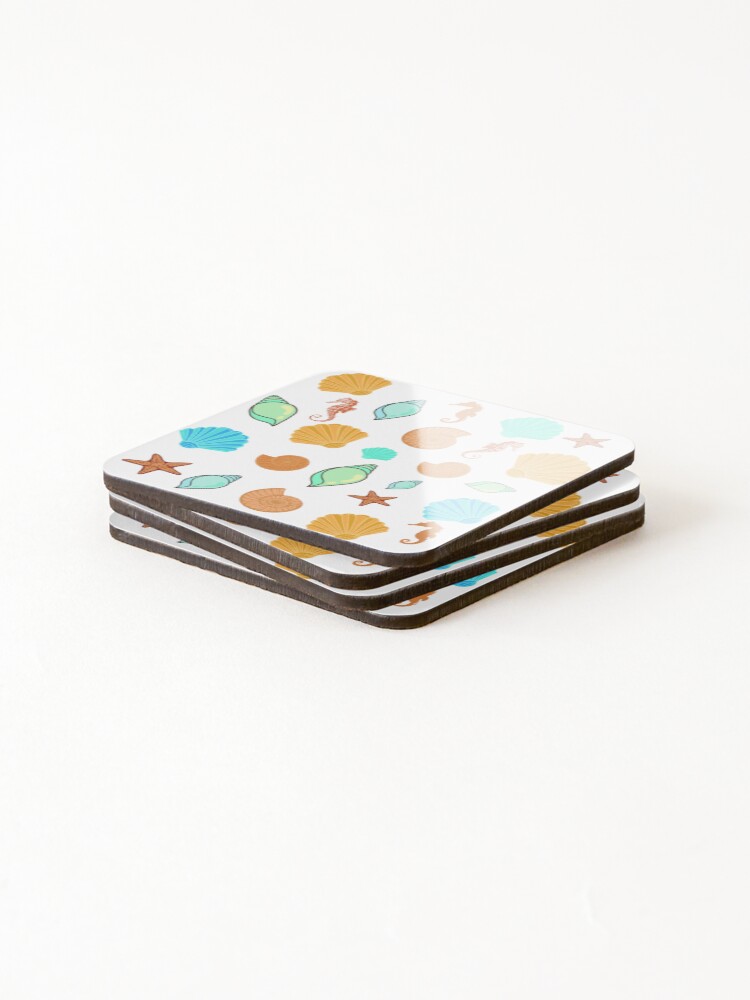 Thumbnail 4 of 5, Coasters (Set of 4), Seashell Pattern designed and sold by MirucaDesign.