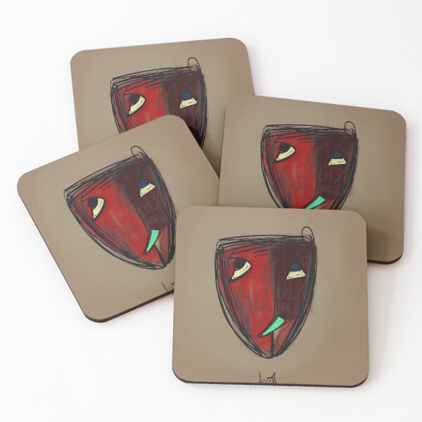 Item preview, Enigmatic Tableau - Red Face Mask Abstract Portrait  designed and sold by pngrktes-art.