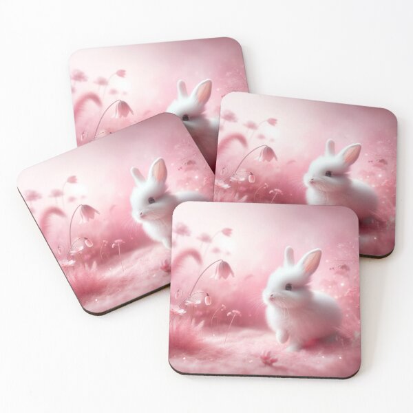 Item preview, Playful and cheerful white rabbit in a whimsical pink-toned environment. designed and sold by Liubov Pidoshva.