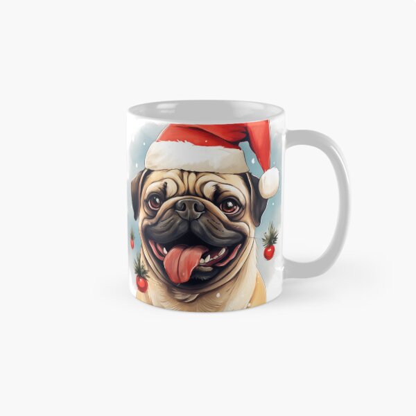 Item preview, Happy pug-dog in christmas cap designed and sold by GoodThings66.