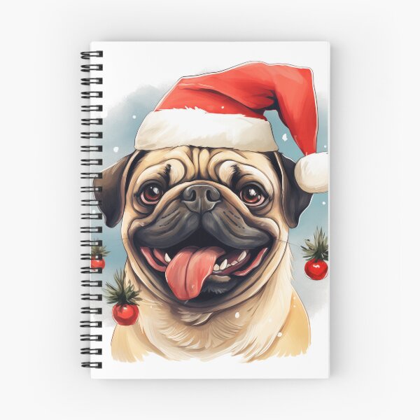 Item preview, Happy pug-dog in christmas cap designed and sold by GoodThings66.