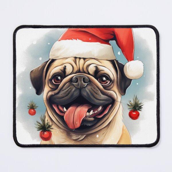 Item preview, Happy pug-dog in christmas cap designed and sold by GoodThings66.