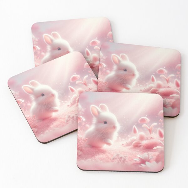 Item preview, Playful and cheerful white rabbit in a whimsical pink-toned environment. designed and sold by Liubov Pidoshva.