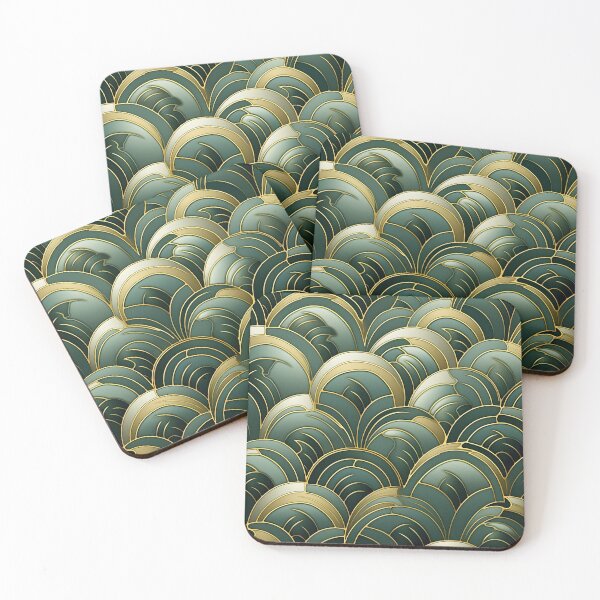 Item preview, green bistro abstract decorative print, designed and sold by dcrc.