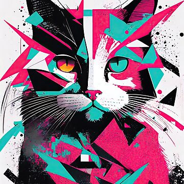 Artwork thumbnail, Chromatic Feline Anarchy - Abstract Cat Explosion Design by bsilvia