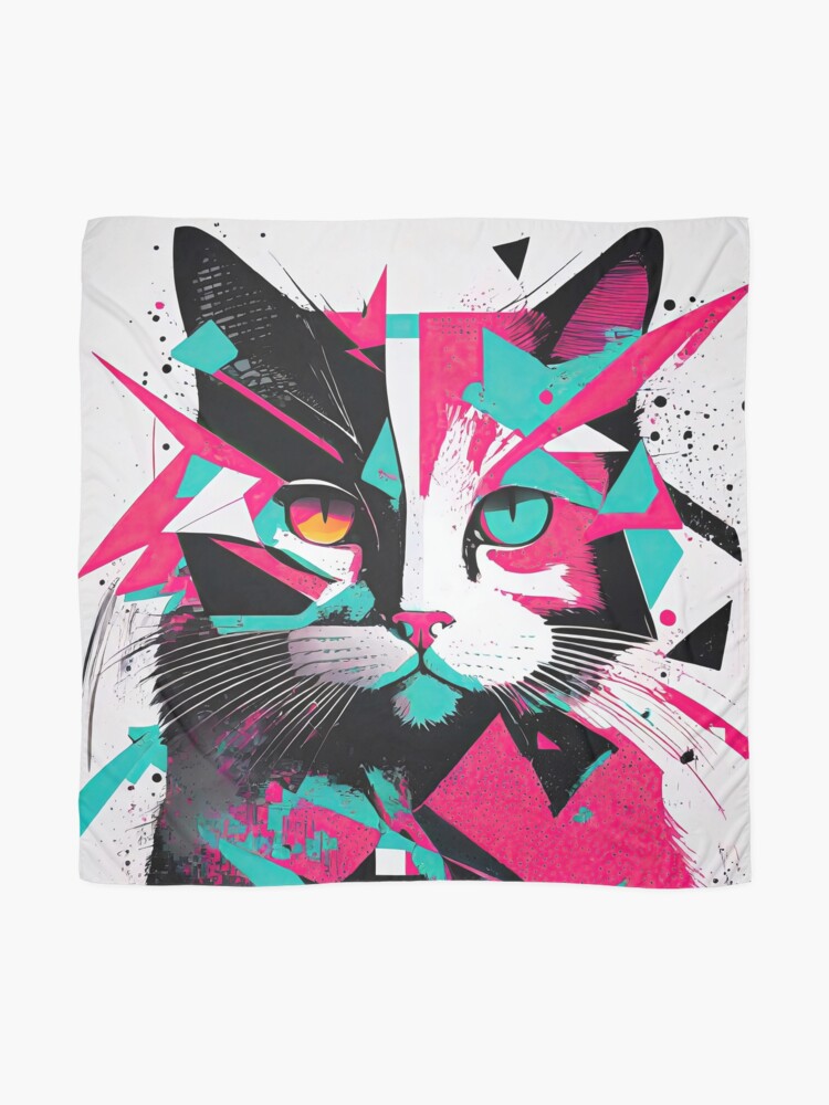 Thumbnail 2 of 3, Scarf, Chromatic Feline Anarchy - Abstract Cat Explosion Design designed and sold by bsilvia.