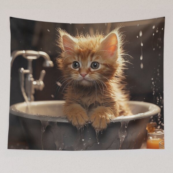 Item preview, Cat taking a bath designed and sold by Bettina  Kienitz.