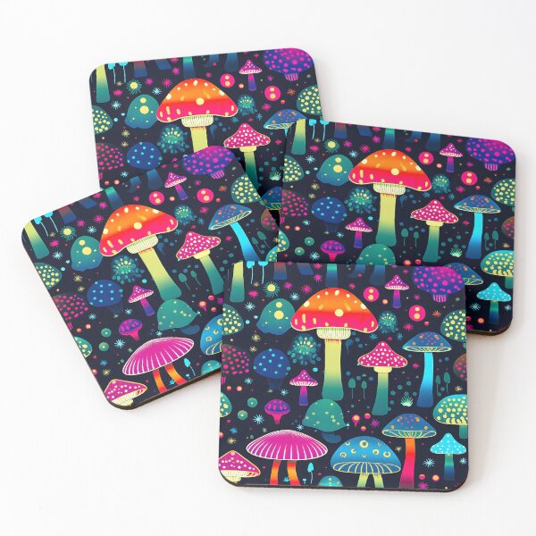 Item preview, Pattern - Neon Shrooms designed and sold by Stacey Hallock.