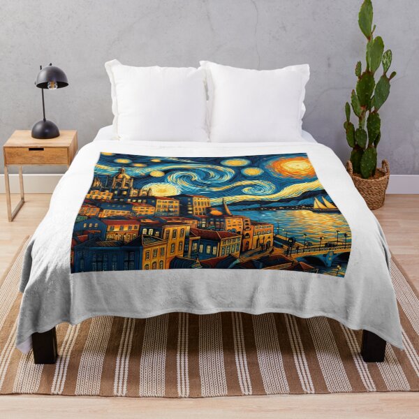 Artikelvorschau, Lissabon, Portugal, Design im Stil von Vincent van Gogh Sternennacht entworfen und verkauft von CreativeSparkzz.