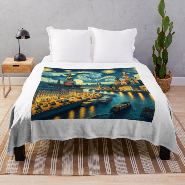 Artikelvorschau, Moskau, Russland, Design im Stil von Vincent van Gogh Sternennacht entworfen und verkauft von CreativeSparkzz.