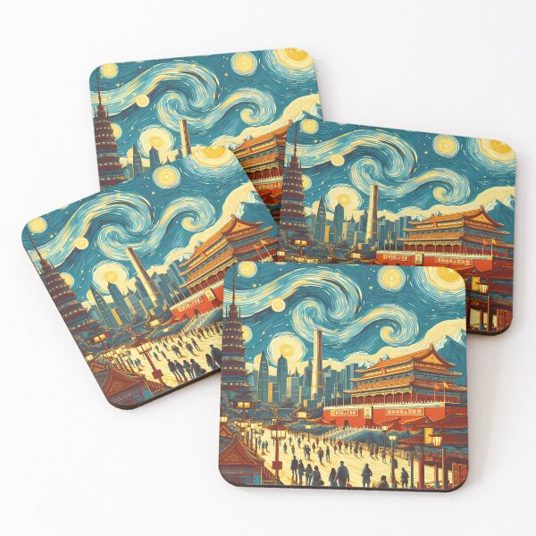 Artikelvorschau, Peking, China, Design im Stil von Vincent van Gogh Sternennacht entworfen und verkauft von CreativeSparkzz.