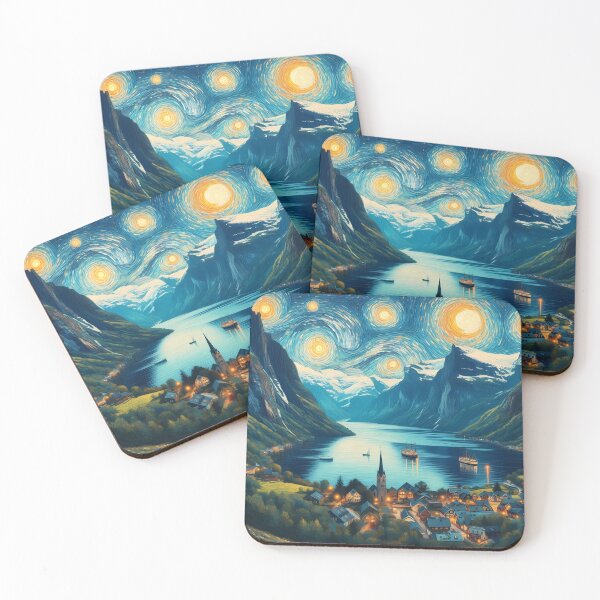 Item preview, Geiranger Fjord, Norway, design in the style of Vincent van Gogh Starry Night designed and sold by CreativeSparkzz.