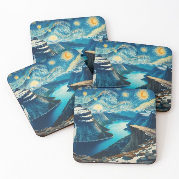 Item preview, Preikestolen, Lysefjord, Norway, design in the style of Vincent van Gogh Starry Night designed and sold by CreativeSparkzz.