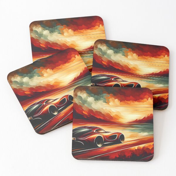 Item preview, Dynamic Racing Car, Fiery Sunset - Collector's Artwork designed and sold by ElLocoMus.