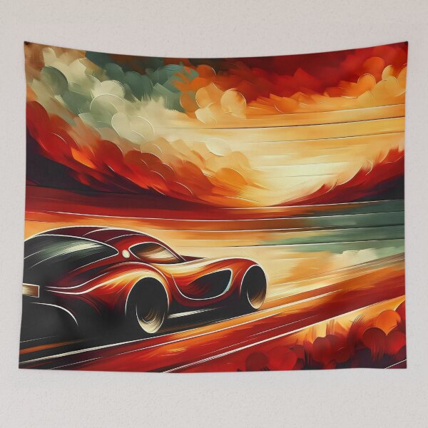 Item preview, Dynamic Racing Car, Fiery Sunset - Collector's Artwork designed and sold by ElLocoMus.