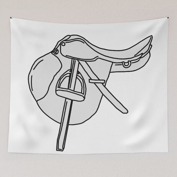 Item preview, English Saddle Outline Sketch Equestrian Riding designed and sold by Abby Art Studio.