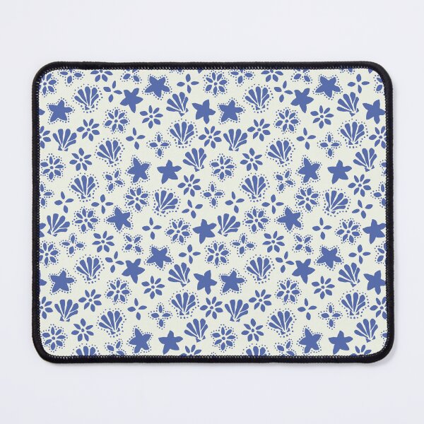 Item preview, BOHO SEASHELLS AND STARFISH COCONUT GIRL OCEAN BLUE ON CREAM designed and sold by blomastudios.