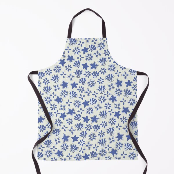 Item preview, BOHO SEASHELLS AND STARFISH COCONUT GIRL OCEAN BLUE ON CREAM designed and sold by blomastudios.