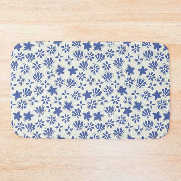 Item preview, BOHO SEASHELLS AND STARFISH COCONUT GIRL OCEAN BLUE ON CREAM designed and sold by blomastudios.