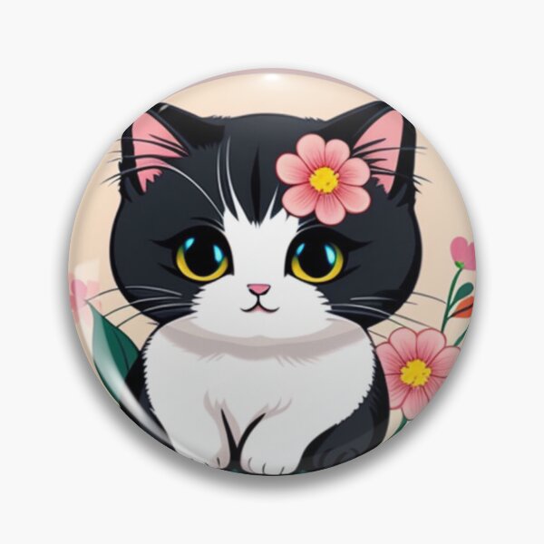 Aperçu de l'œuvre Chat mignon avec des fleurs créée et vendue par Yelenaapen.