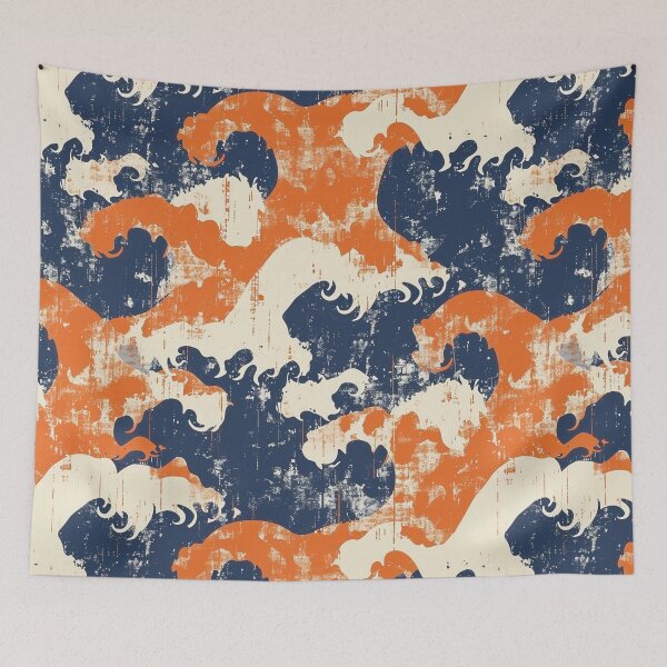 Item preview, Blue Distressed Batik Pattern - Flowing Retro Design designed and sold by HausKatz.