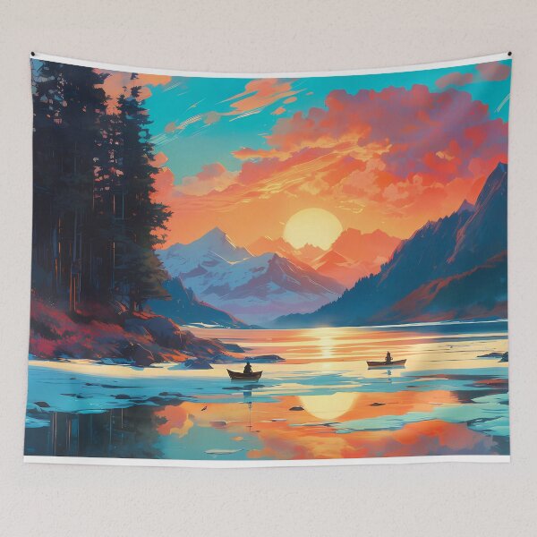 Item preview, Mountain Lake Against the Sunset designed and sold by Design-Illusi0n.