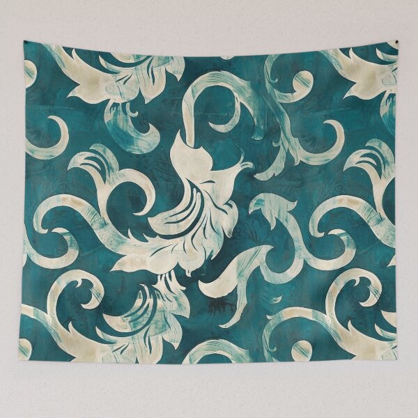 Item preview, Retro Teal Batik Pattern - Vintage Design designed and sold by HausKatz.
