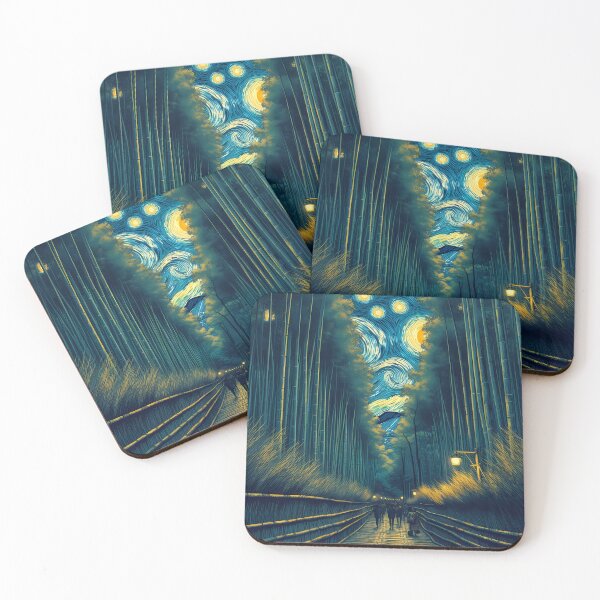 Item preview, Arashiyama Bamboo Forest, Kyoto, Japan, design in the style of Vincent van Gogh Starry Night designed and sold by CreativeSparkzz.