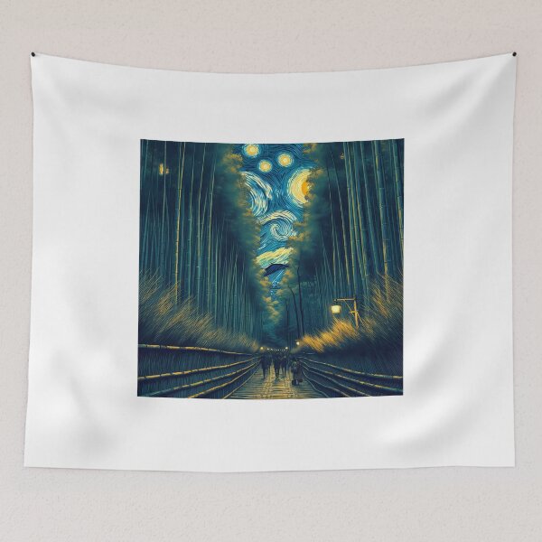 Item preview, Arashiyama Bamboo Forest, Kyoto, Japan, design in the style of Vincent van Gogh Starry Night designed and sold by CreativeSparkzz.