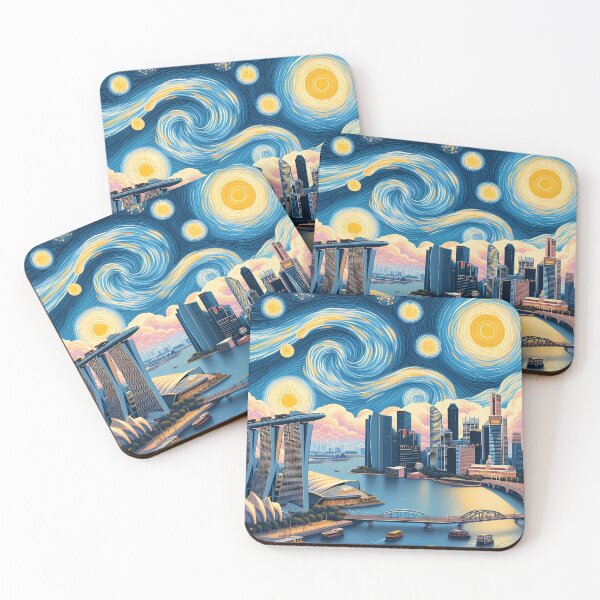 Artikelvorschau, Singapur, Asien, Design im Stil von Vincent van Gogh Sternennacht entworfen und verkauft von CreativeSparkzz.