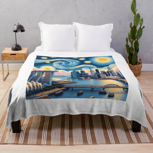 Artikelvorschau, Singapur, Asien, Design im Stil von Vincent van Gogh Sternennacht entworfen und verkauft von CreativeSparkzz.