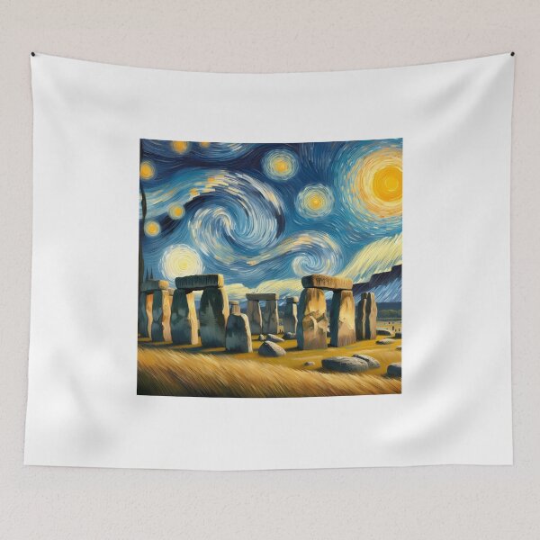 Item preview, Stonehenge, England, design in the style of Vincent van Gogh Starry Night designed and sold by CreativeSparkzz.
