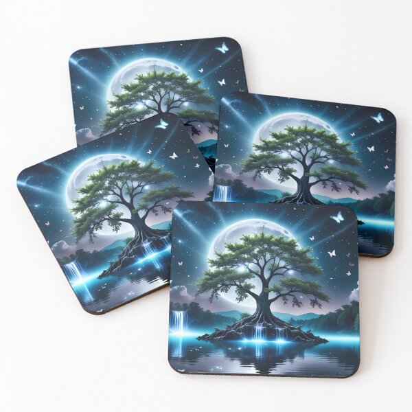 Item preview, Illuminated Tree on Nocturnal Lake designed and sold by Design-Illusi0n.