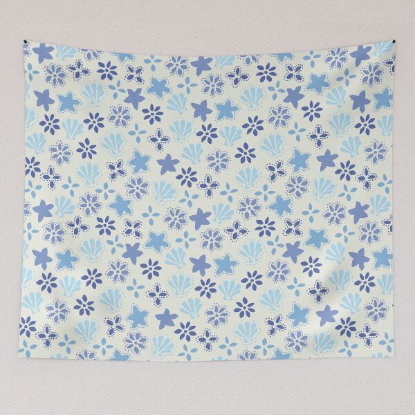 Item preview, BOHO SEASHELLS AND STARFISH COCONUT GIRL BLUE HUES designed and sold by blomastudios.