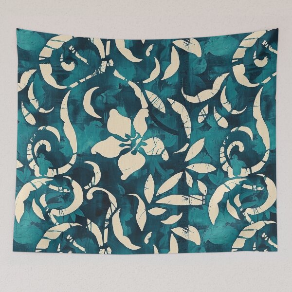 Item preview, Retro Teal Batik Pattern - Vintage Design designed and sold by HausKatz.