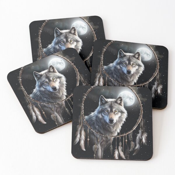 Item preview, Wolf Dream Catcher and Moon designed and sold by Stephanie Laird.