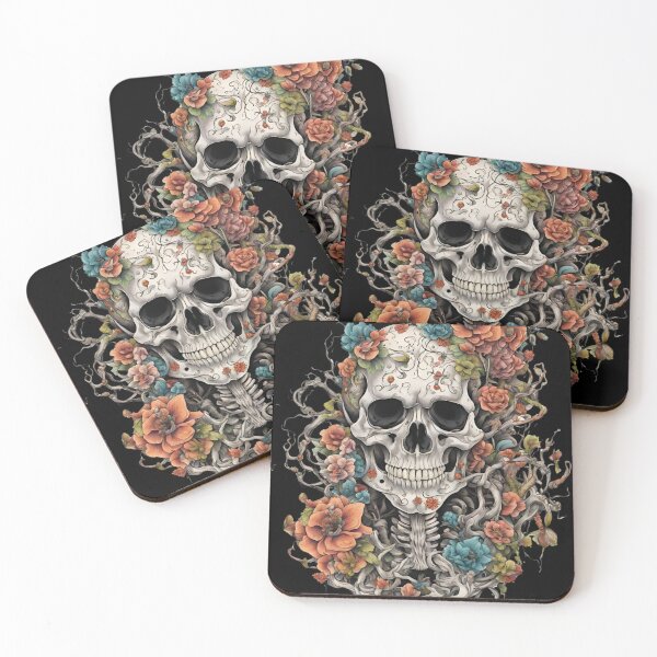 Item preview, Skull in wild flowers and fungus Bones and Botany designed and sold by CyberArtistOne.