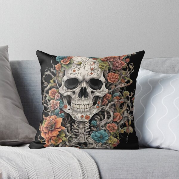Item preview, Skull in wild flowers and fungus Bones and Botany designed and sold by CyberArtistOne.