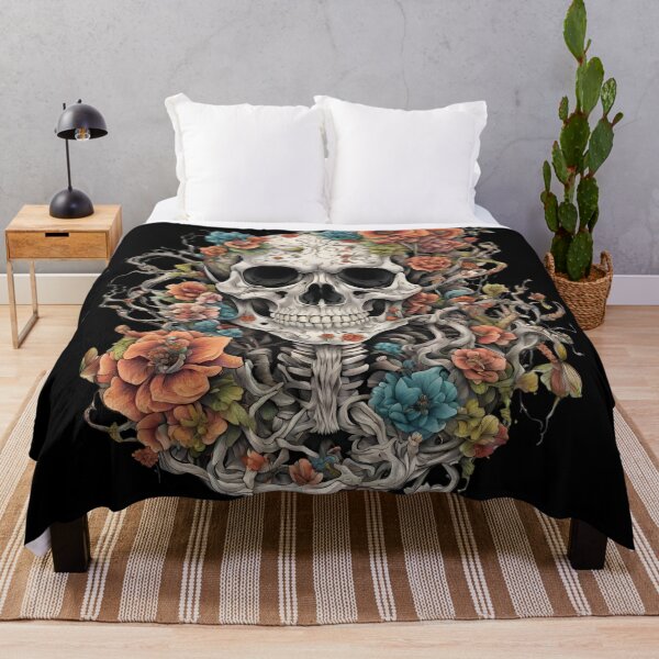 Item preview, Skull in wild flowers and fungus Bones and Botany designed and sold by CyberArtistOne.