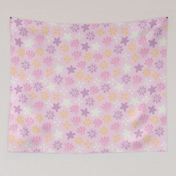 Item preview, BOHO SEASHELLS AND STARFISH COCONUT GIRL PURPLE PINK PEACH designed and sold by blomastudios.