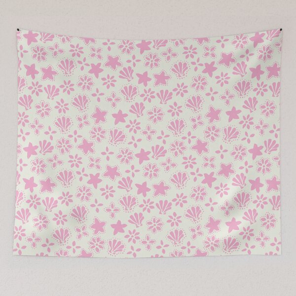 Item preview, BOHO SEASHELLS AND STARFISH COCONUT GIRL HOT PINK ON CREAM designed and sold by blomastudios.