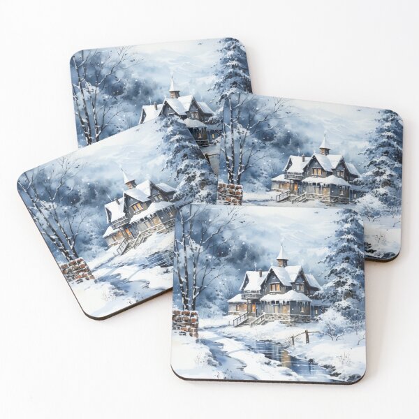 Artikelvorschau, Winterlandschaften im impressionistischen Aquarellstil entworfen und verkauft von frequent-art.