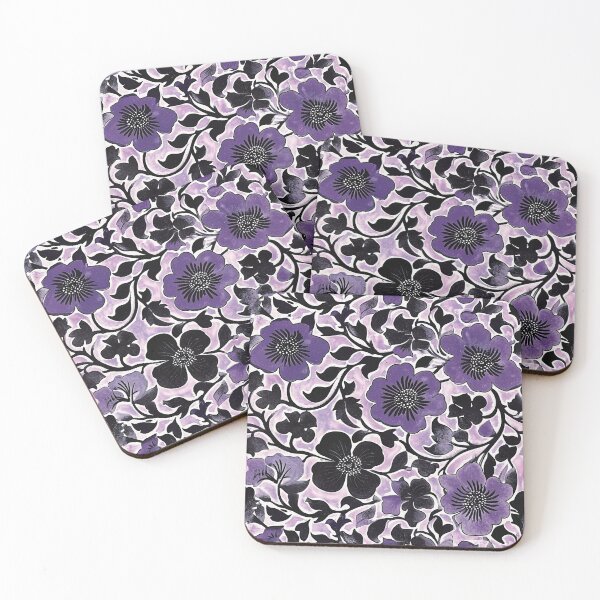Item preview, Floral Violet Batik Pattern - Flowing Purple Flowers designed and sold by HausKatz.