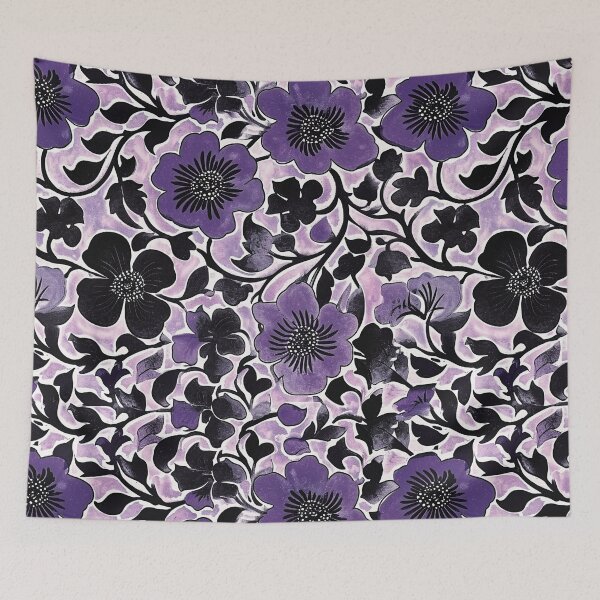 Item preview, Floral Violet Batik Pattern - Flowing Purple Flowers designed and sold by HausKatz.