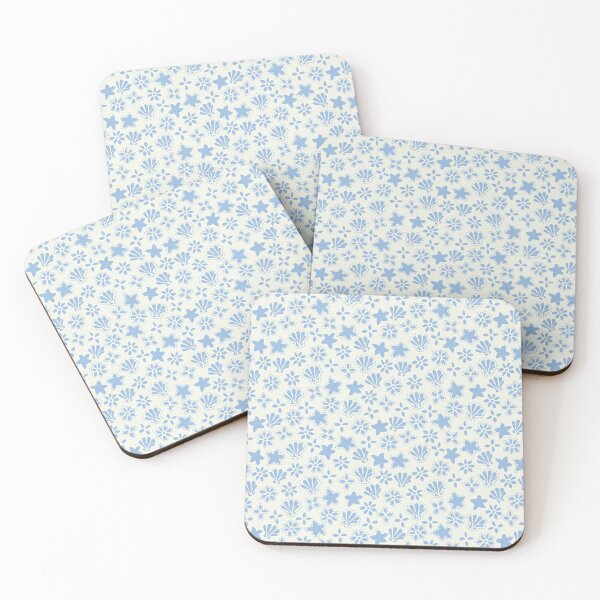 Item preview, BOHO SEASHELLS AND STARFISH COCONUT GIRL CREAM PASTEL BLUE designed and sold by blomastudios.