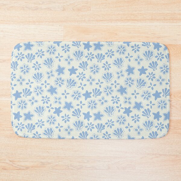 Item preview, BOHO SEASHELLS AND STARFISH COCONUT GIRL CREAM PASTEL BLUE designed and sold by blomastudios.