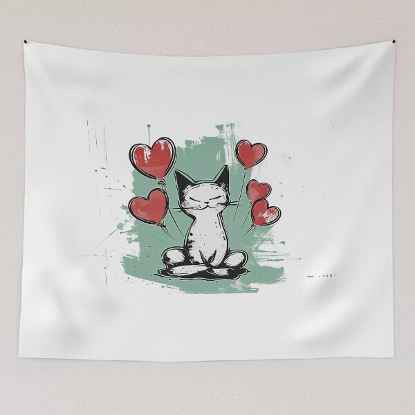 Item preview, Cute meditating cat with hearts designed and sold by randrdesign.