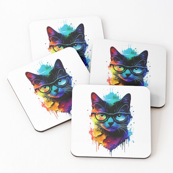 Item preview, Geek cat colorful painting designed and sold by GeekWardrobe.